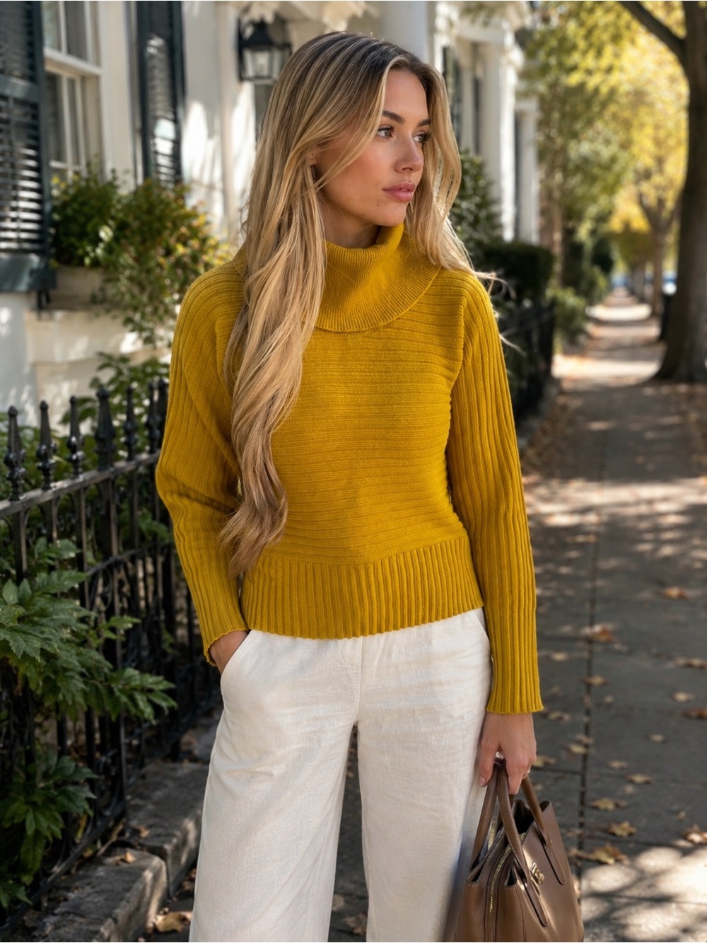 Anthropologie Women's Yellow Turtleneck Sweater